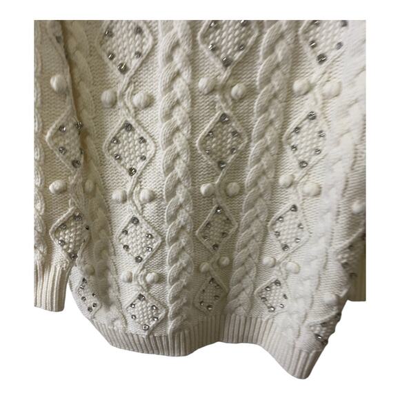 Retrofete Maple Embellished Sweater Dress Cable Knit Merino Wool Rhinestone Sz M - Picture 13 of 14